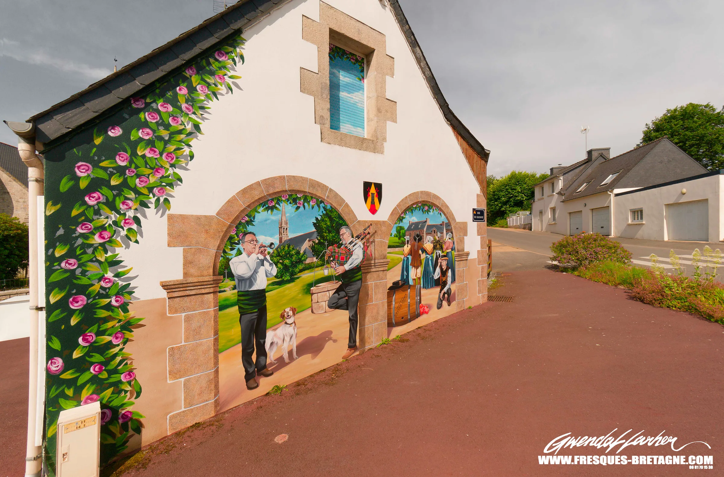 Fresque murale street art et trompe-l'œil, valorisation du patrimoine breton à Callac — Gwendal Larher